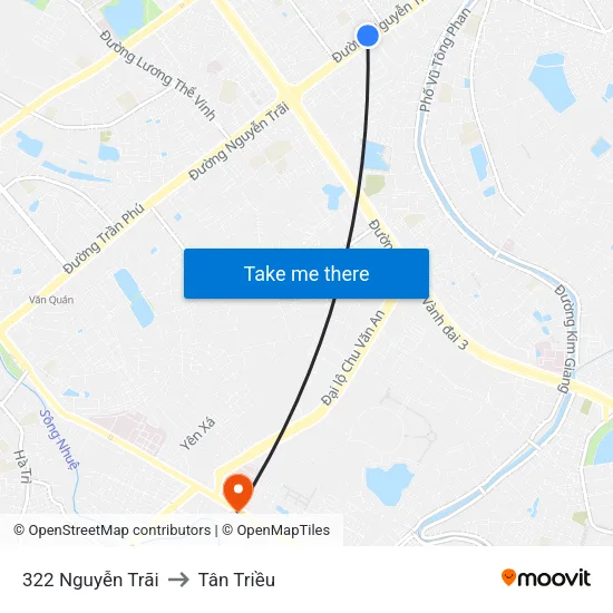 322 Nguyễn Trãi to Tân Triều map