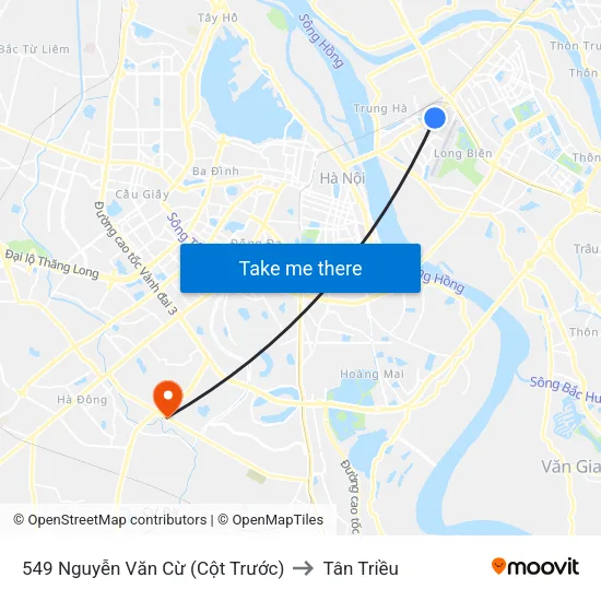 549 Nguyễn Văn Cừ (Cột Trước) to Tân Triều map