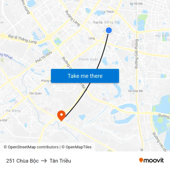 251 Chùa Bộc to Tân Triều map