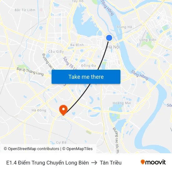 E1.4 Điểm Trung Chuyển Long Biên to Tân Triều map