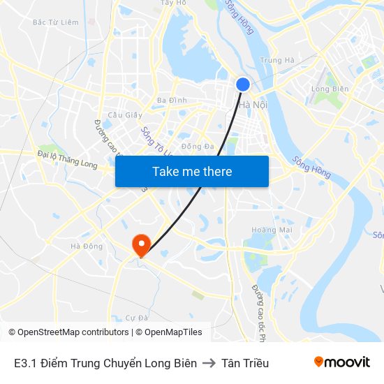 E3.1 Điểm Trung Chuyển Long Biên to Tân Triều map