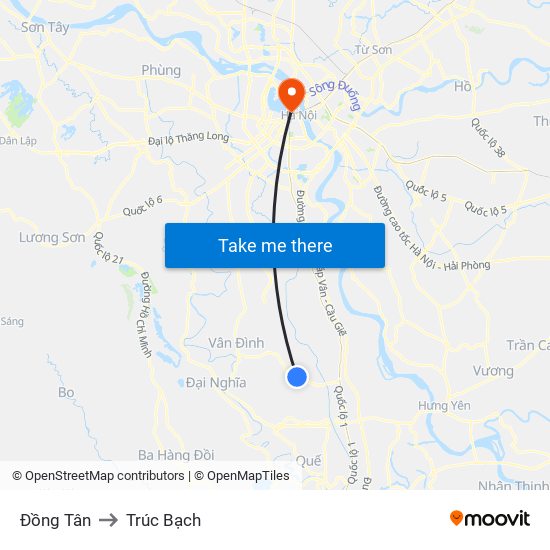 Đồng Tân to Trúc Bạch map