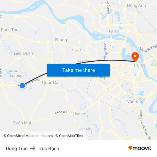 Đồng Trúc to Trúc Bạch map