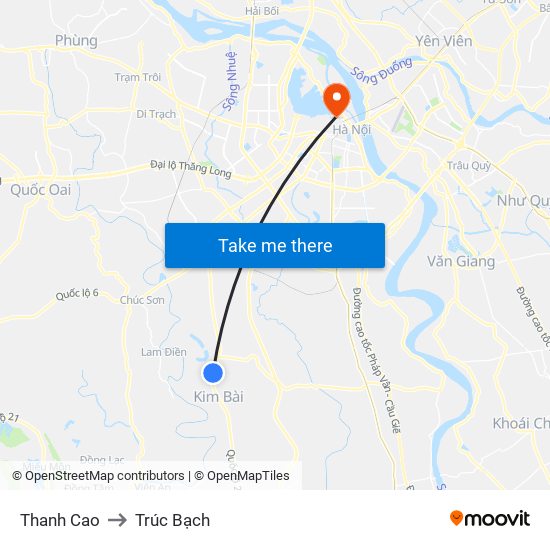 Thanh Cao to Trúc Bạch map