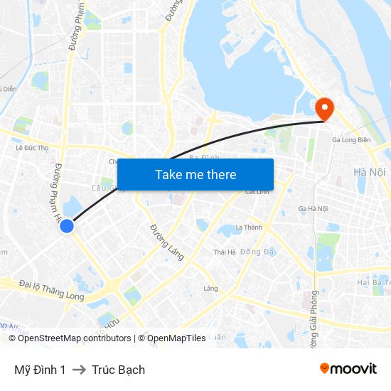 Mỹ Đình 1 to Trúc Bạch map