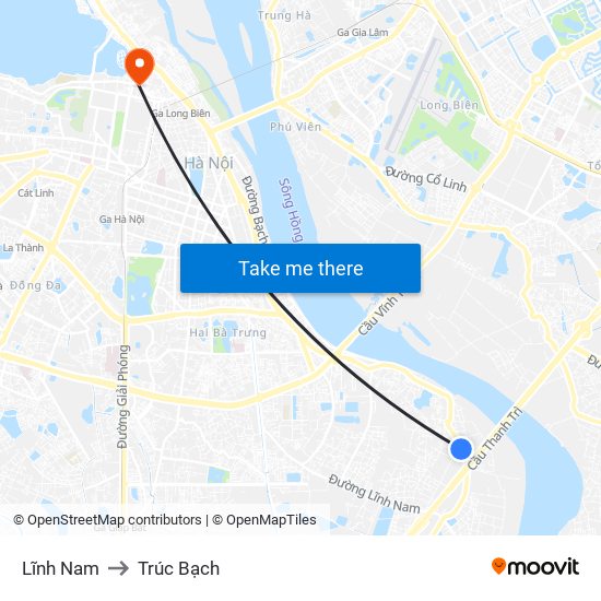 Lĩnh Nam to Trúc Bạch map
