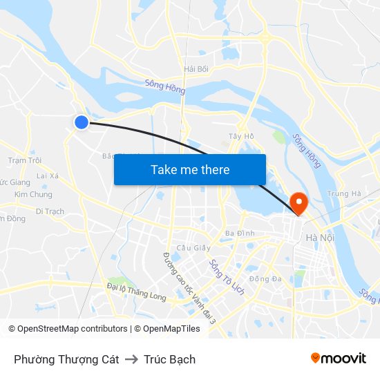 Phường Thượng Cát to Trúc Bạch map