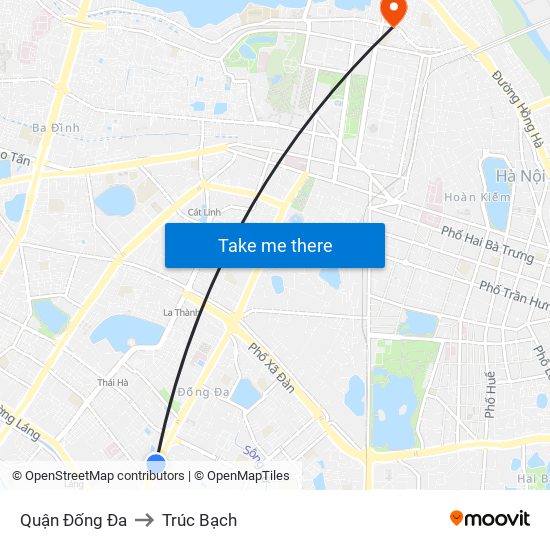 Quận Đống Đa to Trúc Bạch map