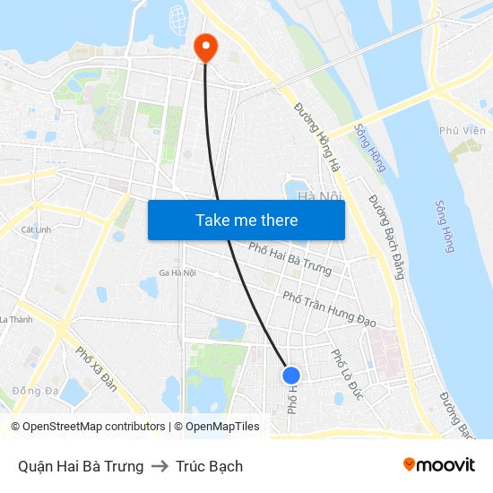 Quận Hai Bà Trưng to Trúc Bạch map