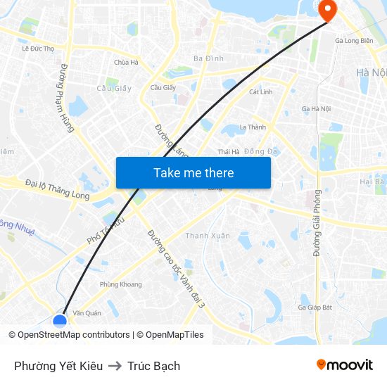 Phường Yết Kiêu to Trúc Bạch map