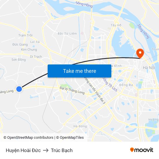 Huyện Hoài Đức to Trúc Bạch map