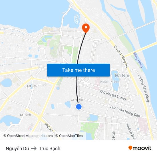 Nguyễn Du to Trúc Bạch map
