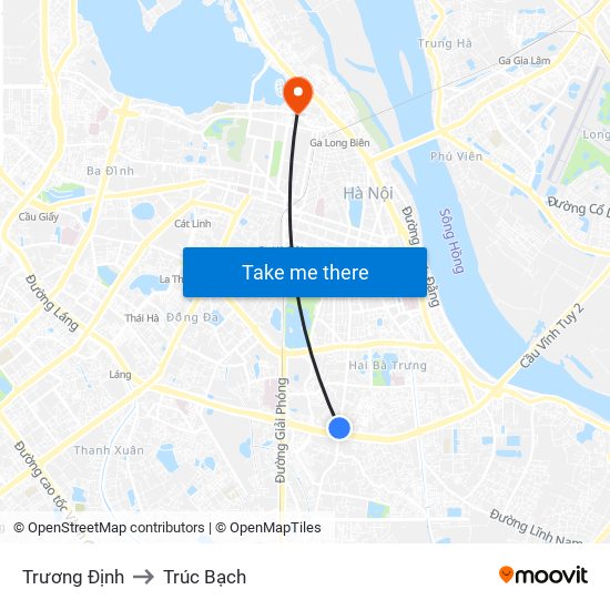 Trương Định to Trúc Bạch map