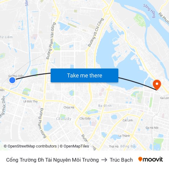 Cổng Trường Đh Tài Nguyên Môi Trường to Trúc Bạch map