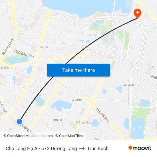 Chợ Láng Hạ A - 572 Đường Láng to Trúc Bạch map