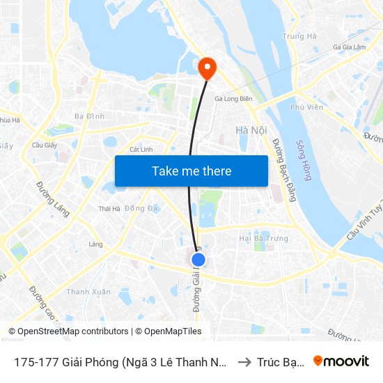 175-177 Giải Phóng (Ngã 3 Lê Thanh Nghị) to Trúc Bạch map