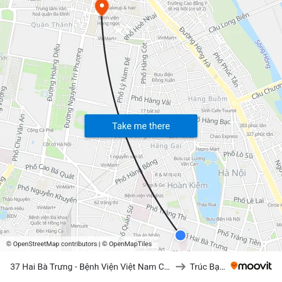 37 Hai Bà Trưng - Bệnh Viện Việt Nam Cu Ba to Trúc Bạch map