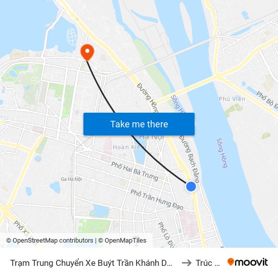 Trạm Trung Chuyển Xe Buýt Trần Khánh Dư (Khu Đón Khách) to Trúc Bạch map