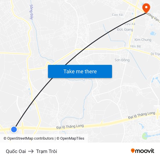 Quốc Oai to Trạm Trôi map