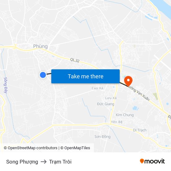 Song Phượng to Trạm Trôi map