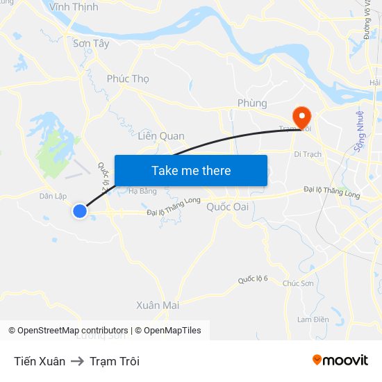 Tiến Xuân to Trạm Trôi map