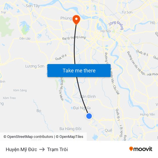 Huyện Mỹ Đức to Trạm Trôi map