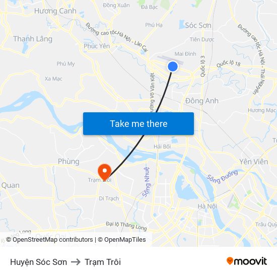 Huyện Sóc Sơn to Trạm Trôi map