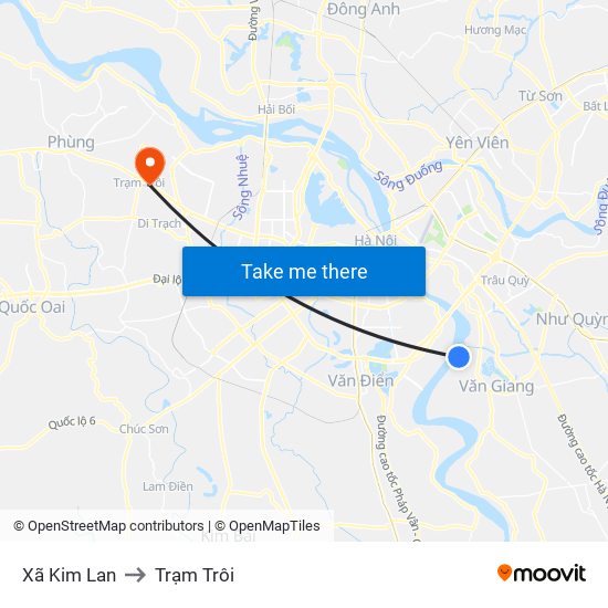 Xã Kim Lan to Trạm Trôi map