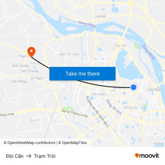 Đội Cấn to Trạm Trôi map