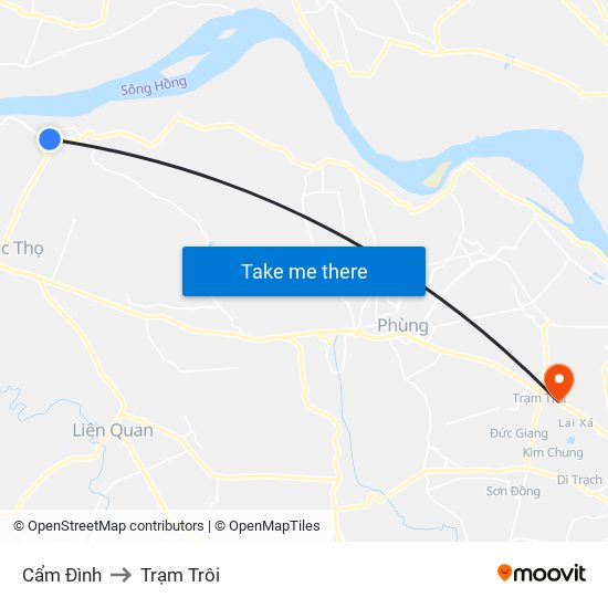 Cẩm Đình to Trạm Trôi map