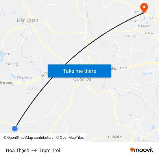 Hòa Thạch to Trạm Trôi map