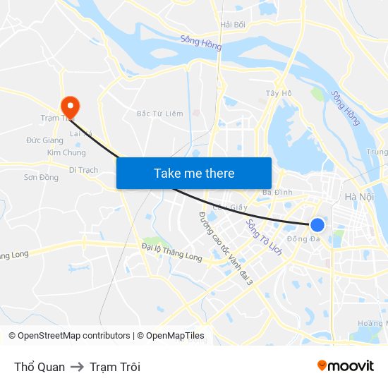 Thổ Quan to Trạm Trôi map