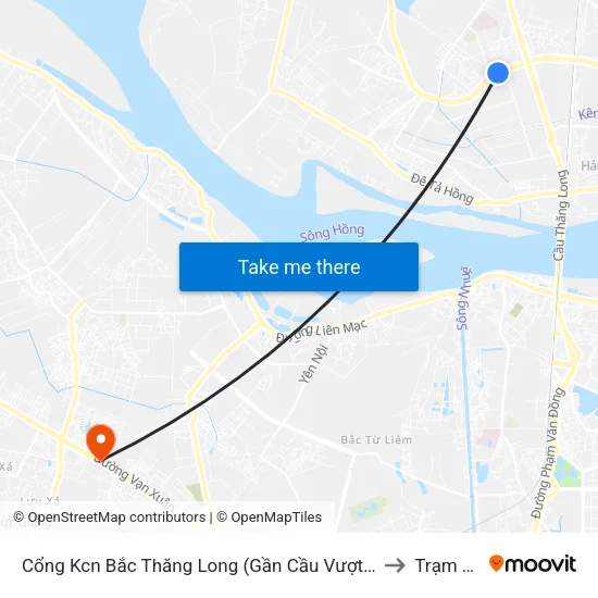 Cổng Kcn Bắc Thăng Long (Gần Cầu Vượt Bộ Hành) to Trạm Trôi map