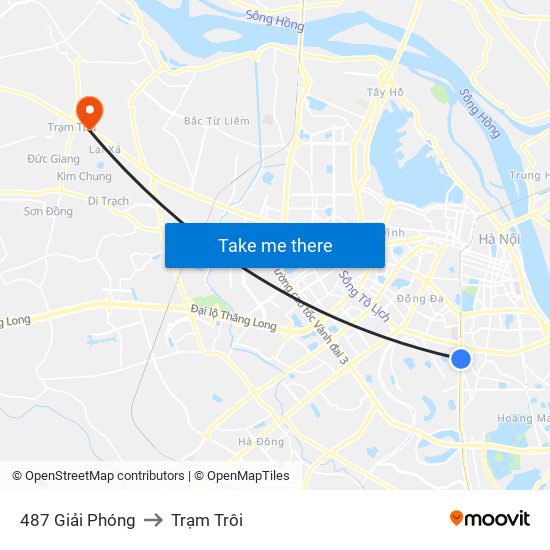 487 Giải Phóng to Trạm Trôi map