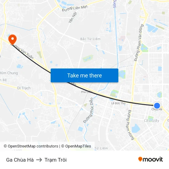 Ga Chùa Hà to Trạm Trôi map
