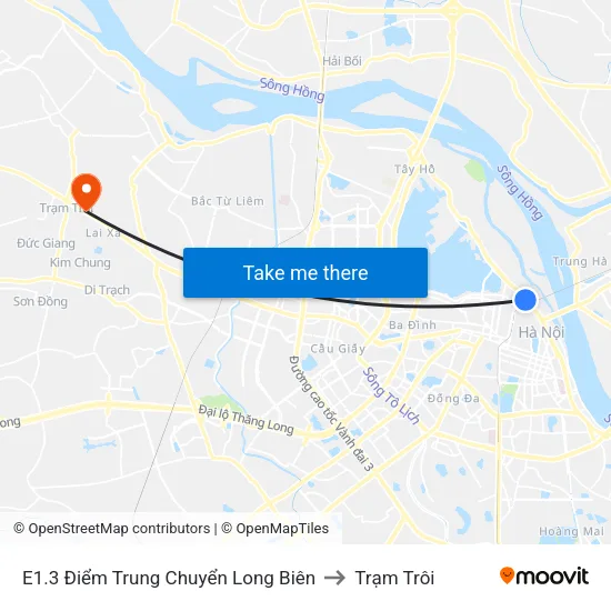 E1.3 Điểm Trung Chuyển Long Biên to Trạm Trôi map