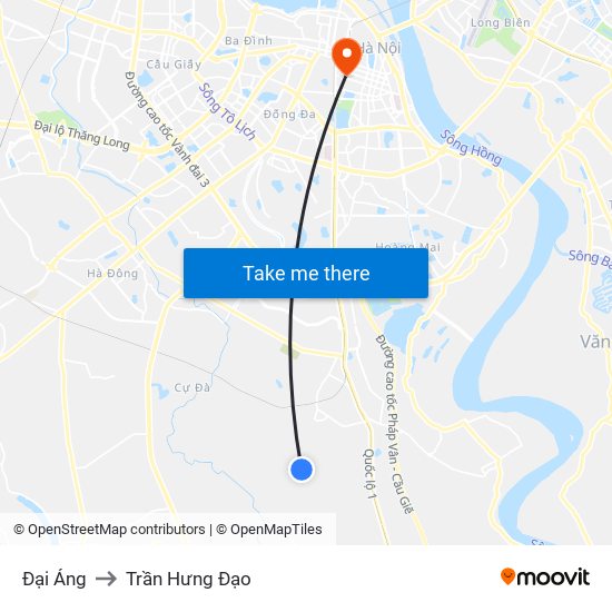 Đại Áng to Trần Hưng Đạo map