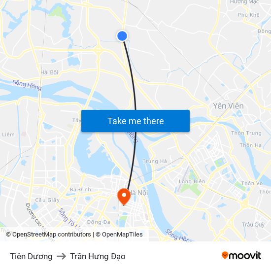 Tiên Dương to Trần Hưng Đạo map