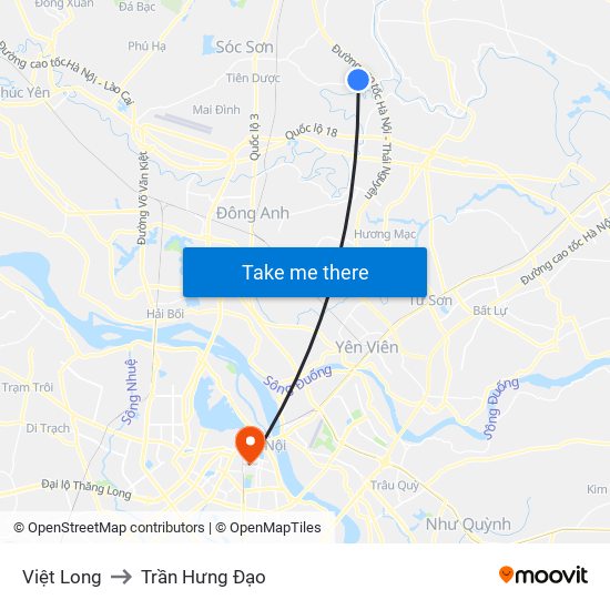 Việt Long to Trần Hưng Đạo map