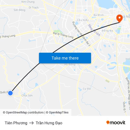 Tiên Phương to Trần Hưng Đạo map