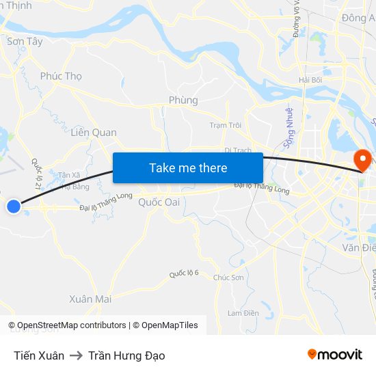 Tiến Xuân to Trần Hưng Đạo map