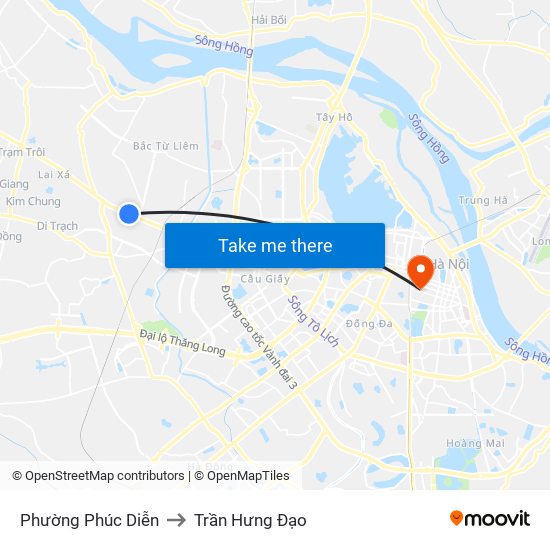 Phường Phúc Diễn to Trần Hưng Đạo map