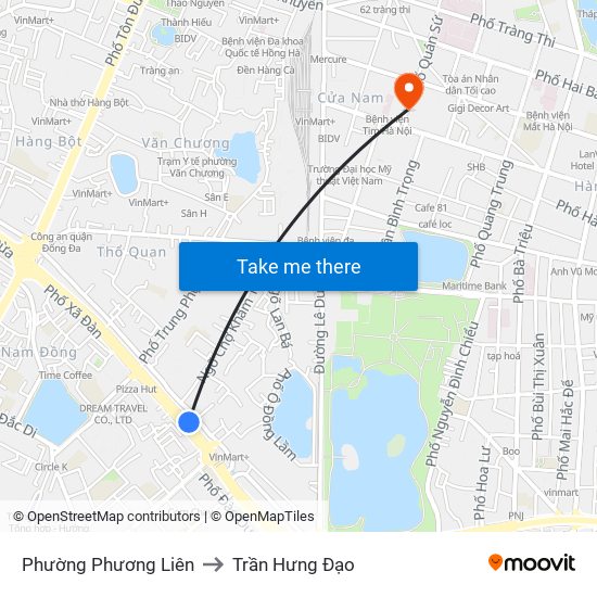 Phường Phương Liên to Trần Hưng Đạo map