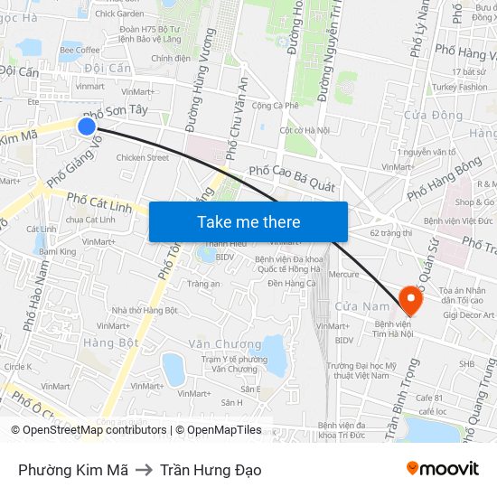 Phường Kim Mã to Trần Hưng Đạo map