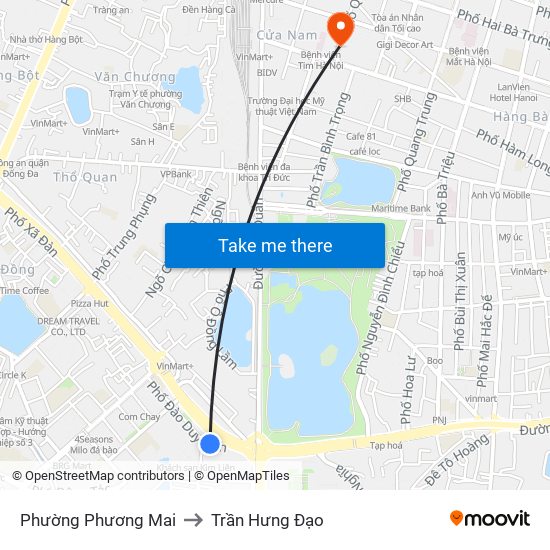 Phường Phương Mai to Trần Hưng Đạo map