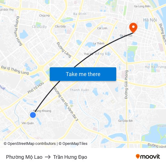 Phường Mộ Lao to Trần Hưng Đạo map