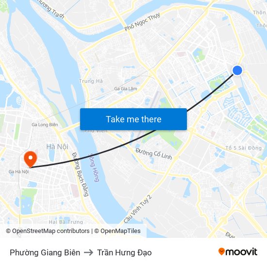 Phường Giang Biên to Trần Hưng Đạo map