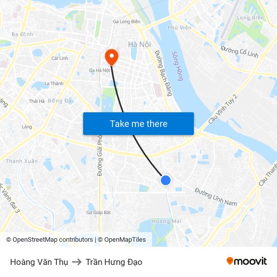 Hoàng Văn Thụ to Trần Hưng Đạo map