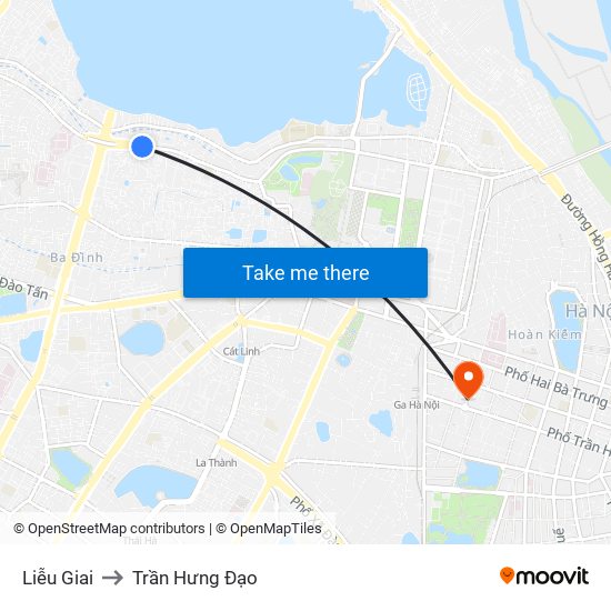 Liễu Giai to Trần Hưng Đạo map