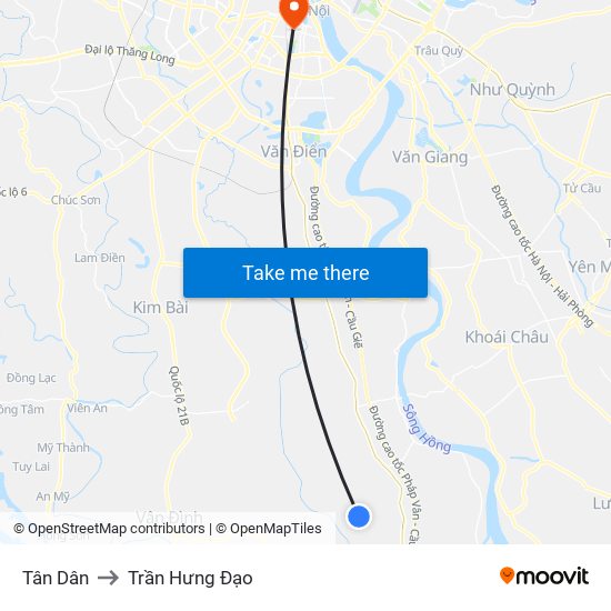 Tân Dân to Trần Hưng Đạo map